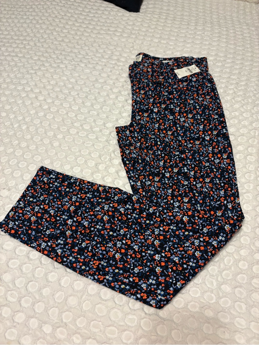 GAP Navy Cropped Pants with Orange & Light Blue Floral Print